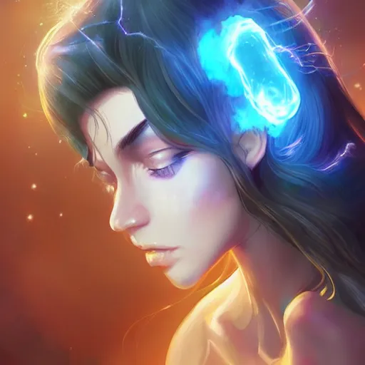 Prompt: a powerful psychic man emitting psychic powers, in the art style of by artgerm, detailed, highly detailed, aesthetic!, artstation, tumblr,