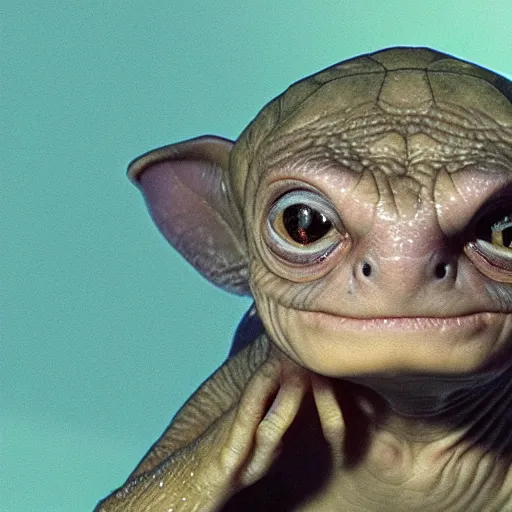 Prompt: gollum - faced turtle crying