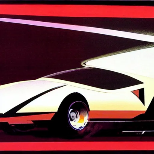 Image similar to concept art for a car that explodes on impact, painted by syd mead, high quality