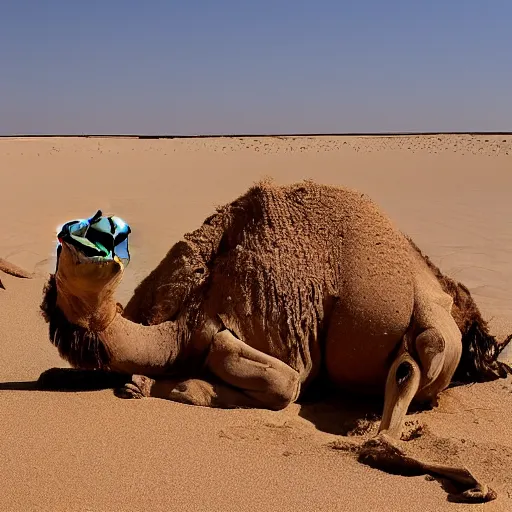 Image similar to deceased camel in the desert covered by a thin layer of sand