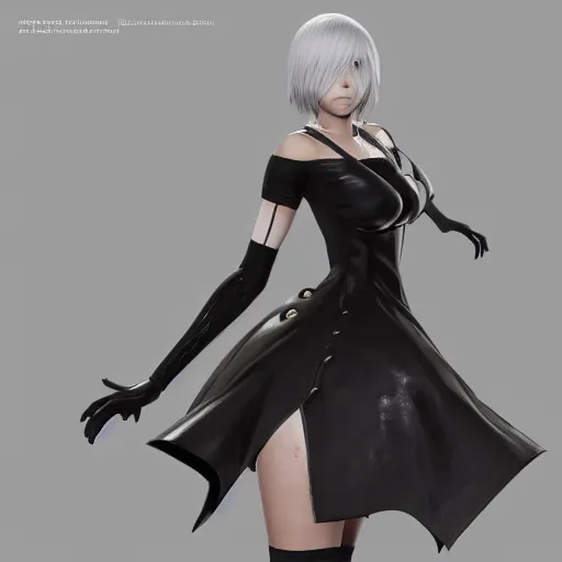 Image similar to 2B nier automata, detailed, artstation, concept art, Unreal Engine 5 render, 8K