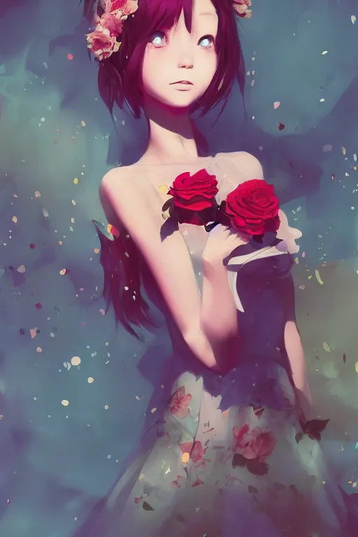 Prompt: Alice in a rose by ilya kuvshinov • kuvshinov • guweiz • sinix• angelganev • webang111 • bellhenge • autodesk• angel ganev • serafleur • loish • study digital portrait, realism, digital art, girl sketch, light study, akira japanese art, raining, trending on artstation, daily deviation, HQ 4k phone wallpaper, pearlescent