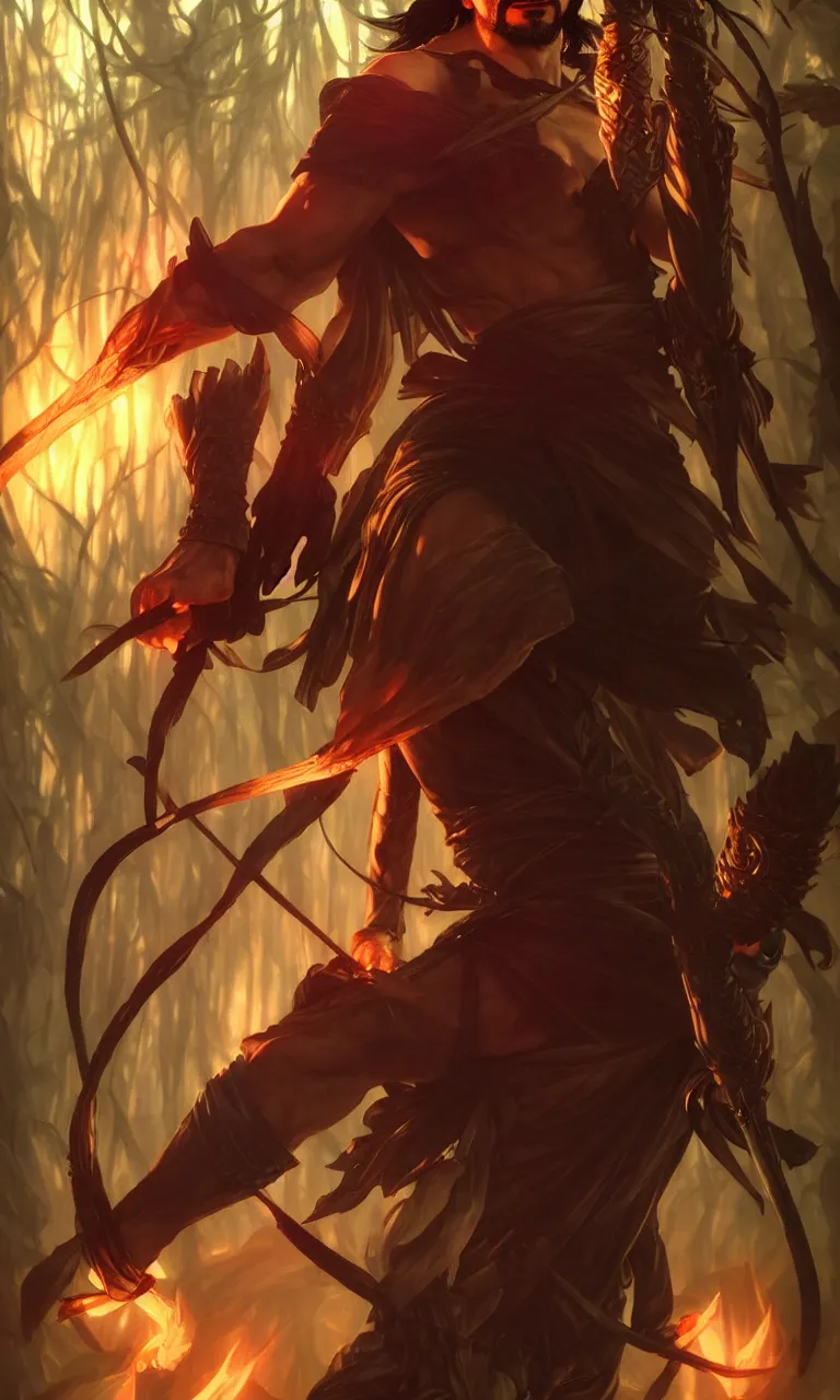 Image similar to portrait of hanzo hasashi in the forest of hell, full body shot, highly detailed dramatic lighting fantasy artstation artgerm, mk ninja, epic ninja suit, by lee bermejo, alphonse mucha and greg rutkowski