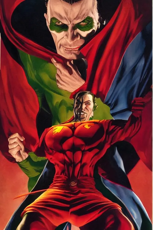 Image similar to portrait of super dracula. art by alex ross.