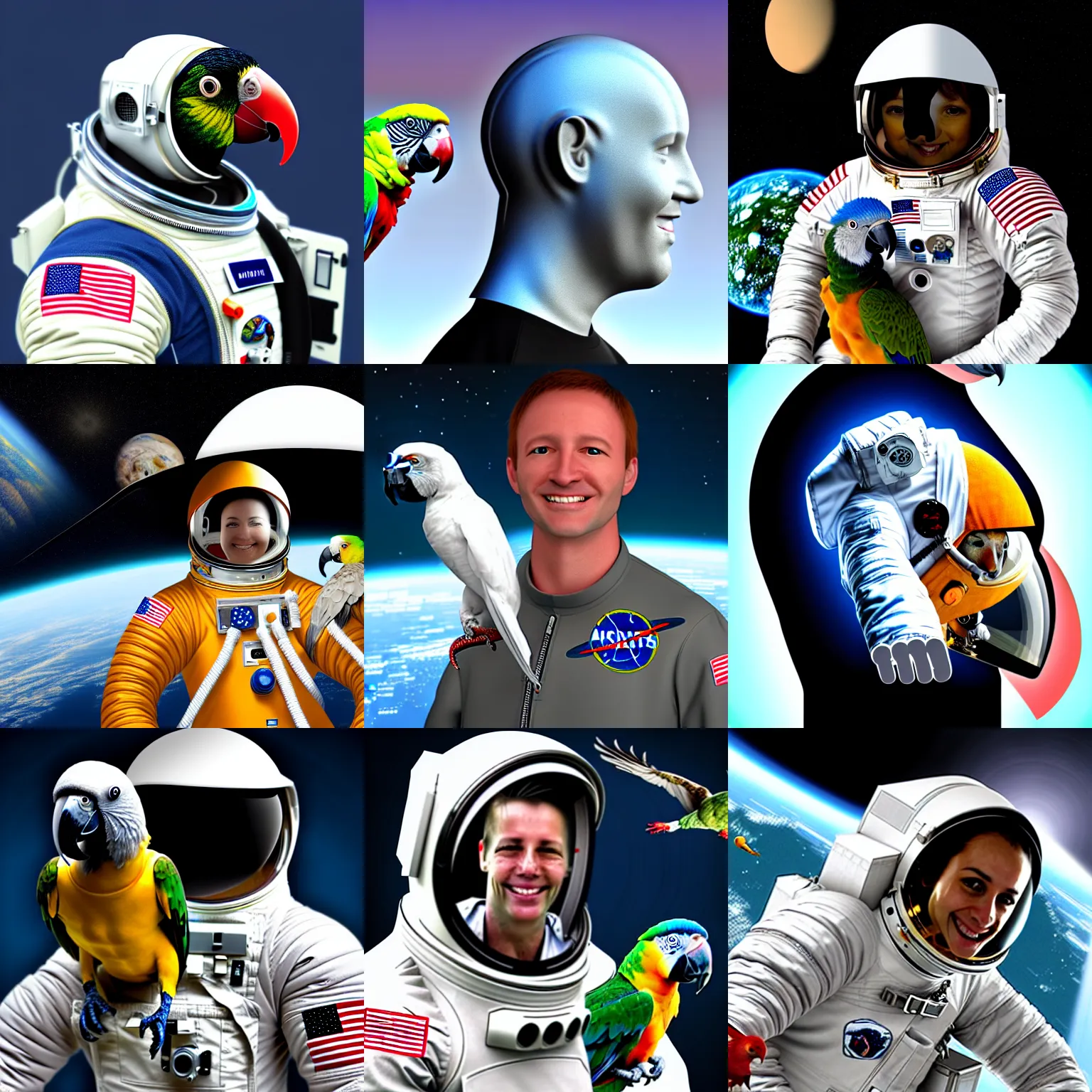 Prompt: extremely realistic digital of an astronaut with a parrot on his shoulder