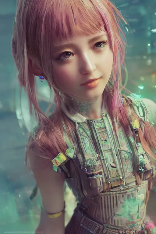 Image similar to solarpunk girl kawaii, ultra realistic, concept art, intricate details, highly detailed, photorealistic, octane render, 8 k