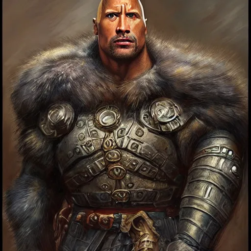 Image similar to Dwayne Johnson as a fantasy D&D berserker, portrait art by Donato Giancola and James Gurney, digital art, trending on artstation