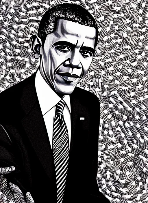 Prompt: portrait of barack obama, intricate, highly detailed, illustration, art by junji ito, junji ito