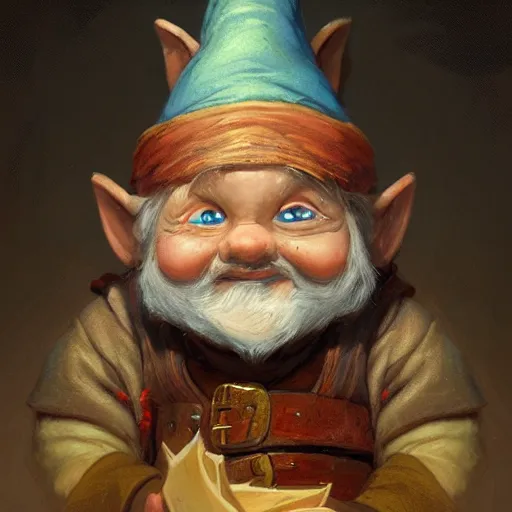 Prompt: a detailed portrait of a little gnome wizard, by justin gerard and greg rutkowski, digital art, realistic painting, very detailed, fantasy, dnd, character design, trending on artstation