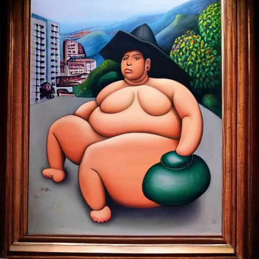 Prompt: colombian danger by botero