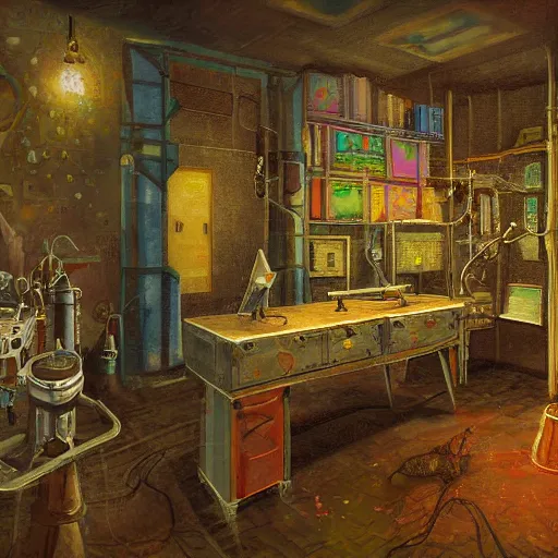 Image similar to occult laboratory detailed, painting, 4 k