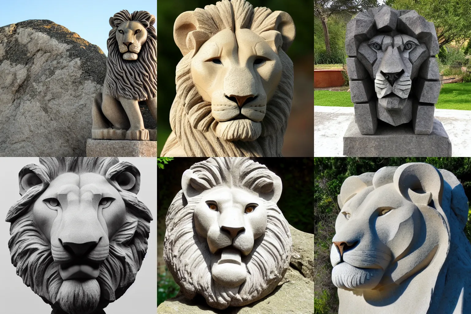 Prompt: A stone sculpture of a lion, 4k