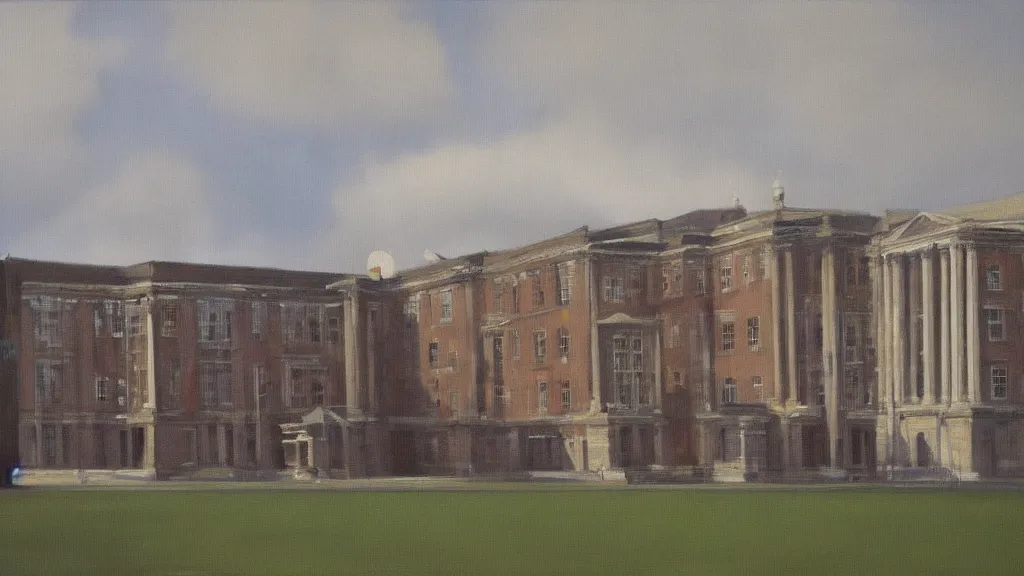 Image similar to oil painting of the architecture of University college dublin by Gerhard Richter