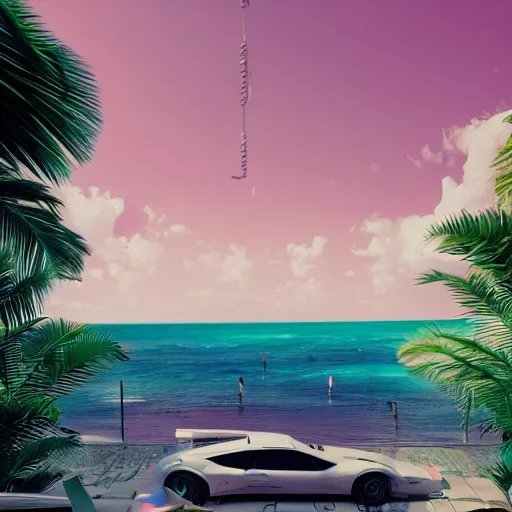 Image similar to miami vice desktop wallpaper, intricate artwork by tooth wu and wlop and beeple. octane render, trending on artstation, greg rutkowski very coherent symmetrical artwork. cinematic, hyper realism, high detail, octane render