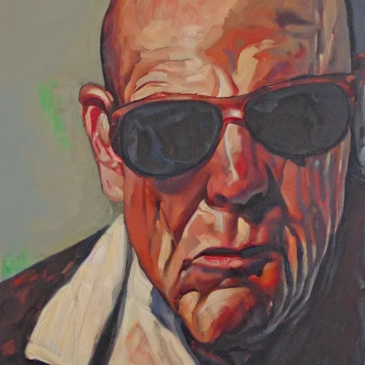 Image similar to oil painting of hunter s. thompson, portrait, old english