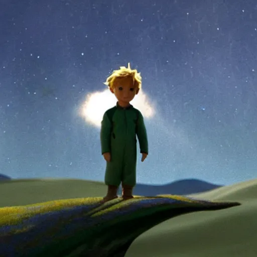 Prompt: a movie adaptation of the little prince starring brad pitt