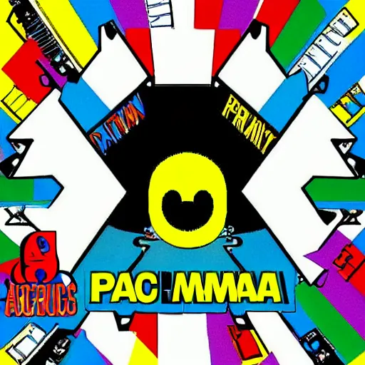 Image similar to pacman 9 0's music album, parental advisary, inspired by nirvana and rolling stones, high detail