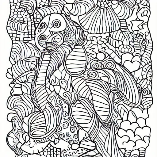 Image similar to cute animals, coloring book, outline art, digital art, drawing, simplistic