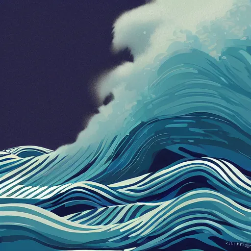 Image similar to a tsunami wave hits Hong Kong island, digital art