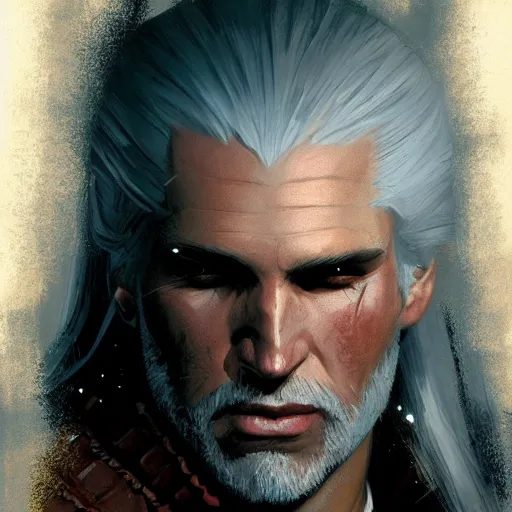 Image similar to geralt of rivia spring light, painting by aramaki, shinji, craig mullins, j. c. leyendecker