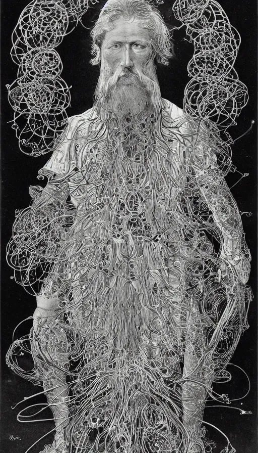 Image similar to portrait of a digital shaman, by ernst haeckel