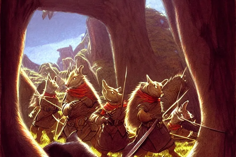 Image similar to an epic scene from redwall by brian jacques, detailed, fantasy concept art, cinematic lighting, beautiful