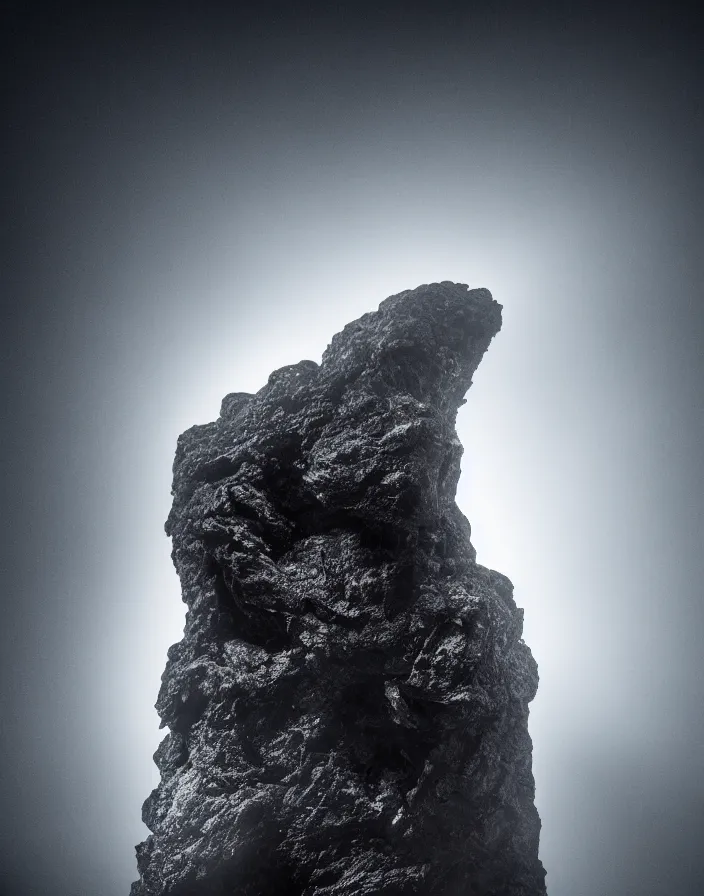 Prompt: high resolution photo of a complex rock creature, dramatic lighting, black background