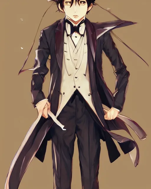 Image similar to an anime portrait of doctor bob as a beautiful man wearing a tuxedo from skyrim, by stanley artgerm lau, wlop, rossdraws, james jean, andrei riabovitchev, marc simonetti, and sakimichan, trending on artstation