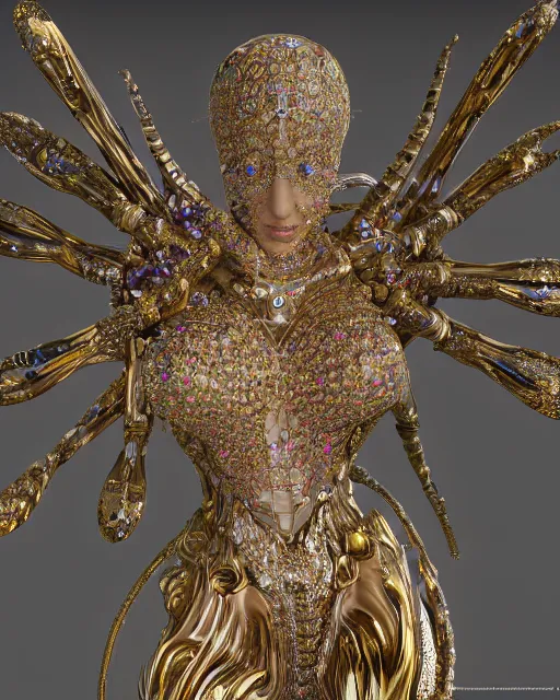 Prompt: a highly detailed metahuman 4 k close up render of a nataraja bella hadid monument renaissance in iris van herpen dress schiaparelli in diamonds crystals swarovski and jewelry iridescent in style of alphonse mucha gustav klimt trending on artstation made in unreal engine 4