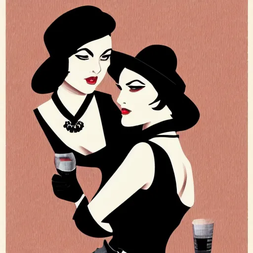 Image similar to - gin sisters. illustration, noir,'3 0 s, gangster