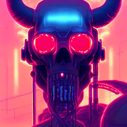 Prompt: a cyberpunk ram skull, by guweiz and wlop and ilya kuvshinov and artgerm and josan gonzalez, digital art