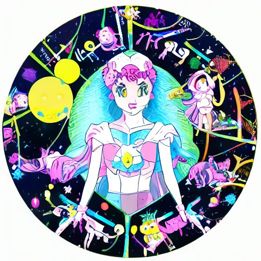 Prompt: hologram sticker club sailor moon