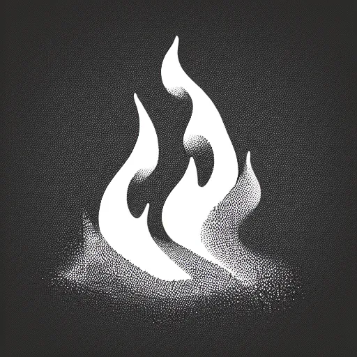 Image similar to detailed illustration pictogram of fire, black and white only, smooth curves