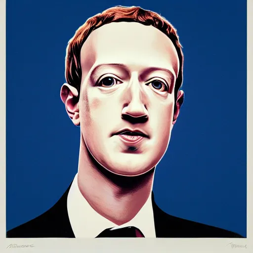 Prompt: Mark Zuckerberg, by Rene Magritte