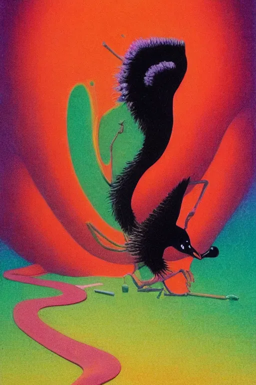 Prompt: a colorful vibrant closeup portrait of a black swan dancer licking a tab of lsd acid on his tongue and dreaming psychedelic hallucinations, by kawase hasui, moebius, edward hopper and james gilleard, zdzislaw beksinski, steven outram colorful flat surreal design, hd, 8 k, artstation