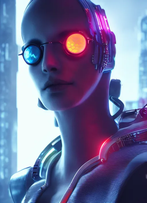 Image similar to highly detailed cyberpunk character wearing stylish cyberpunk clothes, unreal engine, fantasy art, global illumination, radiant light