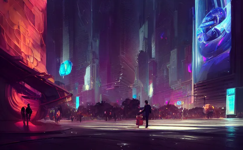 Prompt: handsome black genius infiltrating the metaverse, cenimatic and dramatic, curved translucent holographic displays, urban atmosphere, cmyk glowing lights, highly detailed, digital painting, artstation, concept art, smooth, sharp focus, illustration, art by wlop, mars ravelo and greg rutkowski