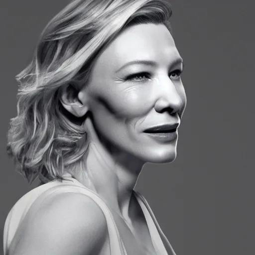 Image similar to xray of cate blanchett, clear shapes, 8k, realistic shading