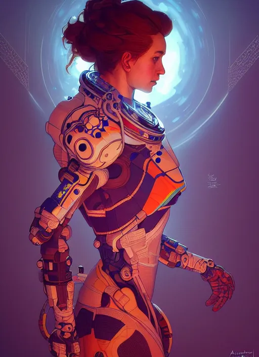 Image similar to symmetry!! portrait of an astronaut, floral! horizon zero dawn machine, intricate, elegant, highly detailed, digital painting, artstation, concept art, smooth, sharp focus, illustration, art by artgerm and greg rutkowski and alphonse mucha, 8 k