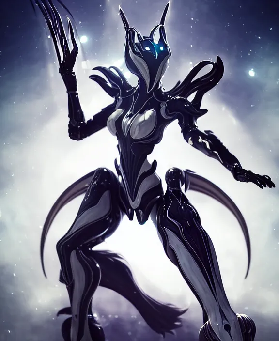 Image similar to exquisite cinematic full body shot of a beautiful saryn warframe, that's a giant beautiful stunning anthropomorphic robot female dragon with metal cat ears, posing elegantly, robot cat paws for feet, sharp claws, streamlined white armor, long elegant tail, two arms, two legs, long tail, detailed warframe fanart, destiny fanart, macro art, dragon art, furry art, realistic digital art, warframe art, Destiny art, furaffinity, DeviantArt, artstation, 3D realistic, 8k HD, octane render