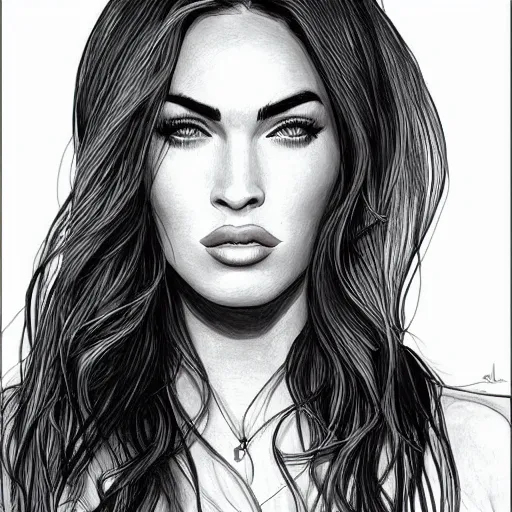 Image similar to “Megan Fox, portrait!!! Portrait based on doodles, lines, monochrome, concept Art, ultra detailed portrait, 4k resolution”