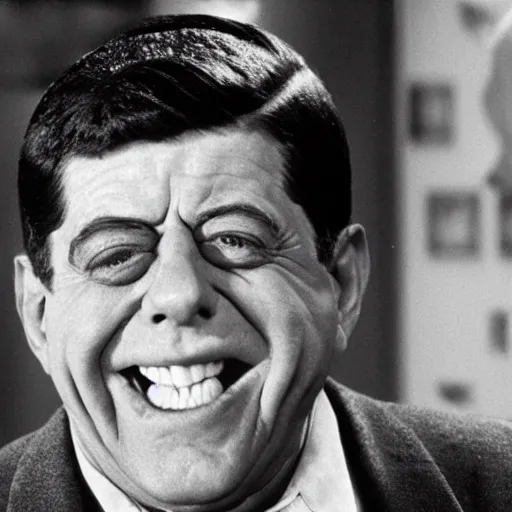 Prompt: a hyper-realistic face portrait of Jerry Lewis as he appears in The Nutty Professor