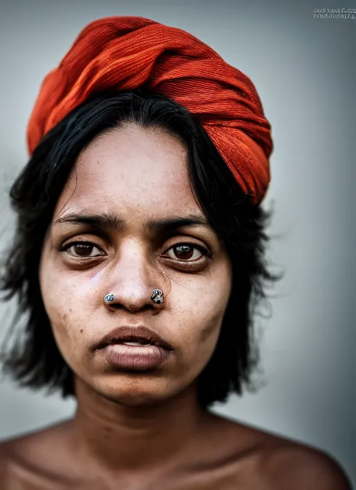 Prompt: medium shot portrait of Brazilian 26-year-old woman, with bewitching eyes, candid street portrait in the style of Martin Schoeller award winning, Sony a7R