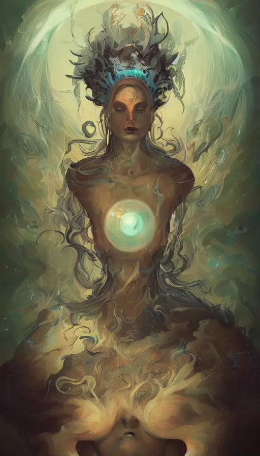 Image similar to portrait of a digital shaman, by peter mohrbacher