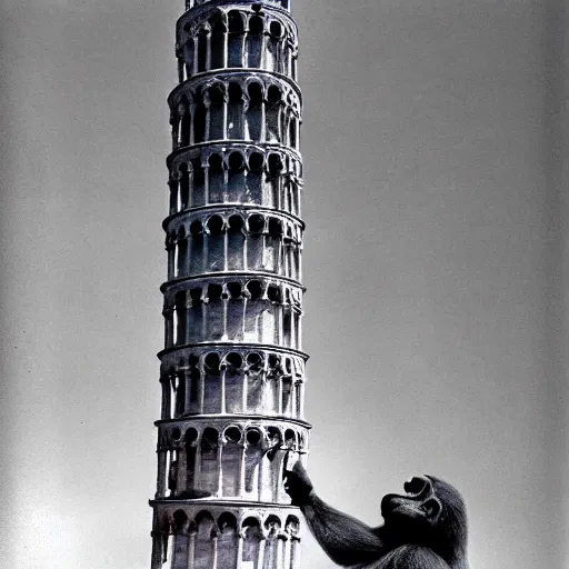 Image similar to king kong helps to straighten the tower of Pisa