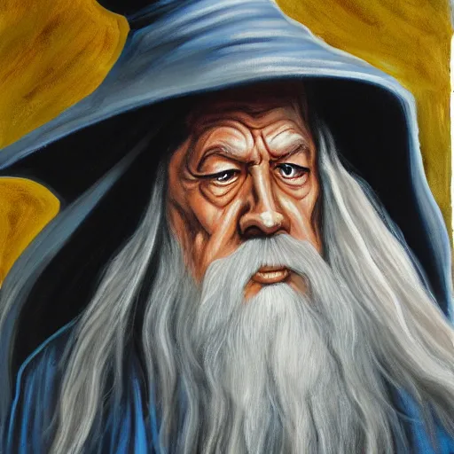 Prompt: gandalf as a robot, painting