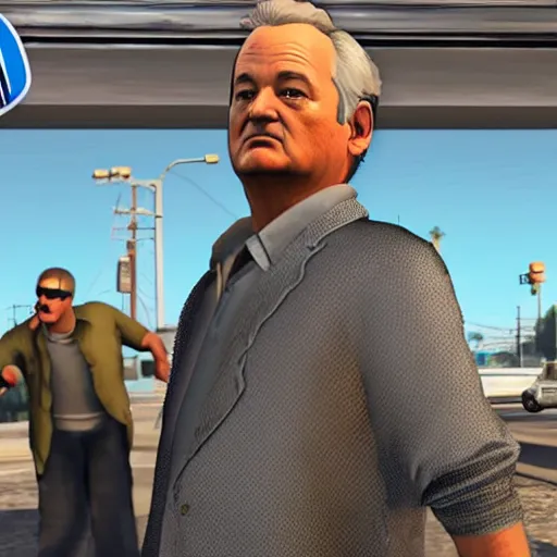 Image similar to bill murray in gta, screenshot, promotional screenshot