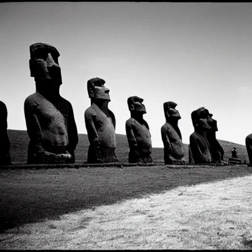 Image similar to easter island moai as the main character in a black and white noir film wearing a fedora, intricate, 1 9 4 0 s film noir, sharp focus, sharp shadows, robert siodmak, fritz lang, otto preminger, orson welles, billy wilder