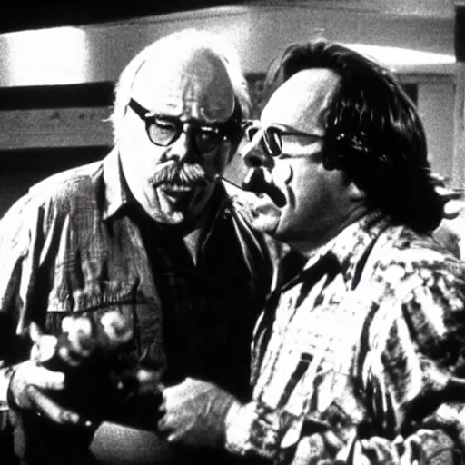 Image similar to wilford brimley fighting the diabeetus monster, 7 0's horror movie style directed by john carpenter