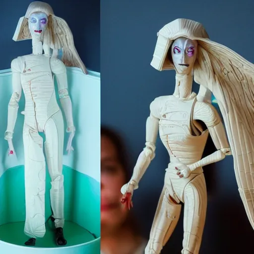 Image similar to tilda swinton at burning man, activity play centre, stop motion vinyl action figure, plastic, toy, malti klarwein style